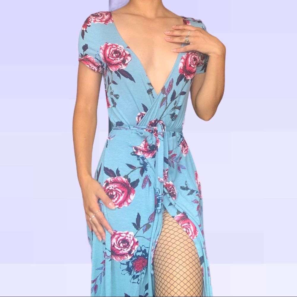 HeartSoul Floral Dress with Leg Slip